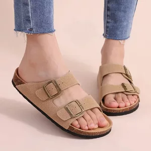 Sandalen, Hausschuhe, Kork-Sandalen, flache Hausschuhe, Kork-Pantoffeln, rutschfeste Hausschuhe, rutschfeste Sandalen