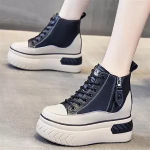 Plateaustiefel, Lederstiefel, Echtlederstiefel, Damenschuhe