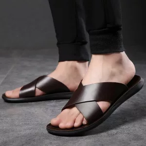 Herrensandalen, Sommersandalen, Ledersandalen, Slipper, Herrenpantoffeln, Sommerpantoffeln, Kreuzsandalen