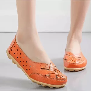 Flache Damenschuhe, Schuhe aus echtem Leder, flache Schuhe, Schuhe mit flachem Absatz