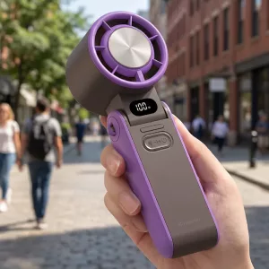 Tragbarer, faltbarer, wiederaufladbarer Mini-Handventilator mit Trageband