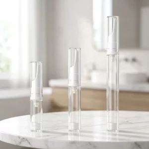 3-tlg. Set transparenter Pumpflaschen für unterwegs